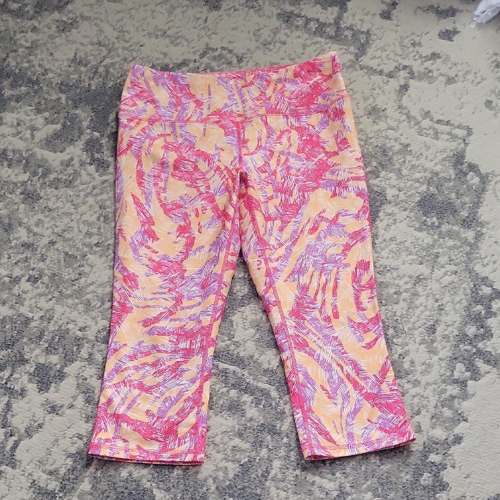 DSG Pink and Yellow Patterned Cropped Pants